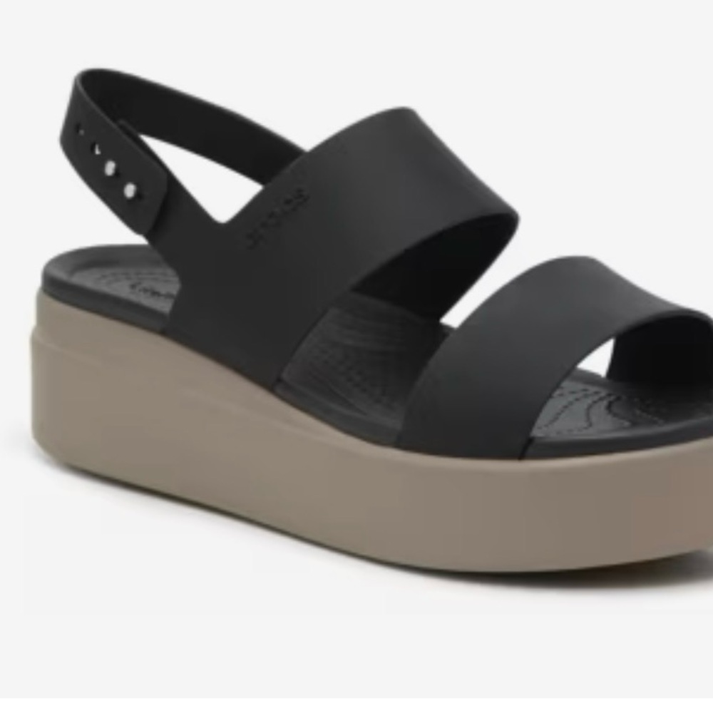 CROCS Black and Tan Platform Sandals